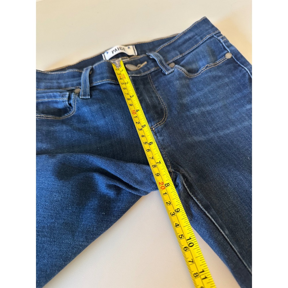 Paige Verdugo Ankle Mid Rise Skinny Jeans in Dark Wash Blue Denim | Size 25 - Picture 7 of 8